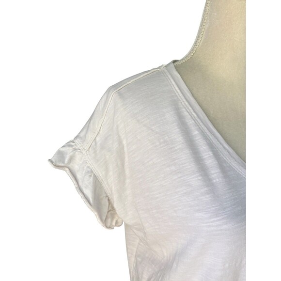 Anthropologie Pilcro Women’s Ruffle Short Sleeve V-Neck Top Sz XS Cream Oversize - Picture 2 of 15
